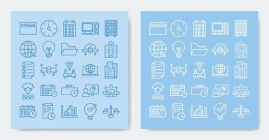 Icon set. containing calendar, clients, cloud, company and more. outline style vector