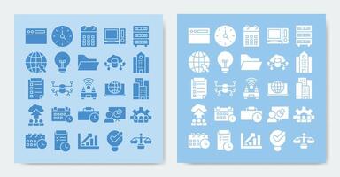 icon set containing cloud, company, computer network, computer and more. glyph style vector