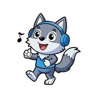 Groovy Wolf and His Favorite Playlist vector