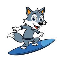 Adventurous Wolf Surfs the Tide vector