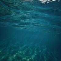 Stunning Underwater Scene of Deep Teal Ocean Water with Sunlight Rays photo