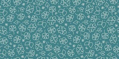 Seamless botanical pattern. Abstract hand drawn flowers. Line art drawings. Repeating nature background. vector