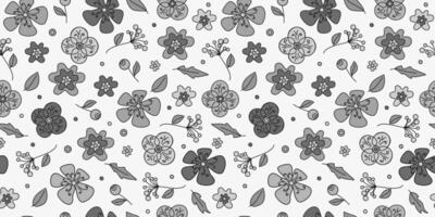 Plant botanical seamless pattern. Abstract hand drawn flowers. Colorful doodle flowers. Line art drawings for packaging print, wallpaper, textile. Repeating nature background. vector