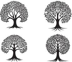 Set of Colourful and black banyan tree combo Package collection, Logo Icon illustration design. vector