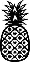 Pineapple black tropical fruit. vector