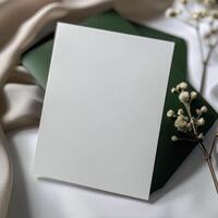 Elegant Wedding Invitation Card Featuring Beautiful Calligraphy and Soft Textile Background, Perfect for Celebrating Love and Commitment photo