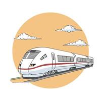 Modern high speed train, red design, isolated on white background. vector