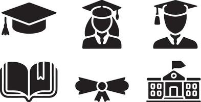 Education logo or icon set silhouette illustration set vector