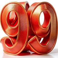 Intricate Three Dimensional Number Ninety Nine Design with Red and Gold Texture photo