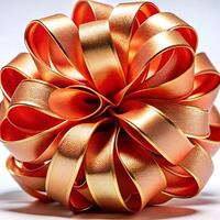 A Stunning Closeup of a Luxurious Gold and Red Ribbon Bow photo