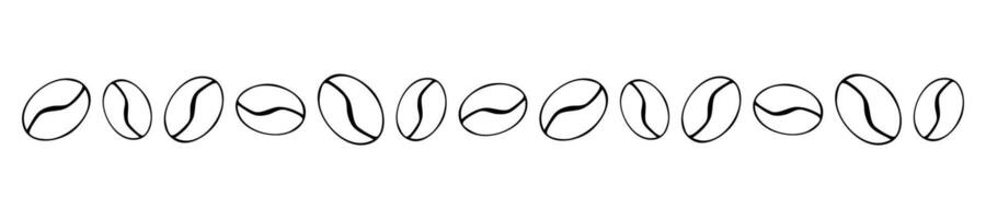 Coffee bean hand drawn border, simple sketch divider. Line decoration.Coffee sign, roasted. Decorative element for cafe and restaurant menu vector
