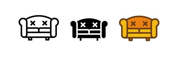 Couch icon set. living room chairs are solid, flat, and color style. illustration vector