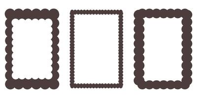 Groovy frame jagged scallop edge, frame text box or border. Curve funky y2k retro form, geometric shape, framework. Wiggle figure, rectangle. vector