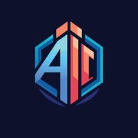 Modern AIC Logo Design Hexagon, Gradient, Blue, Red, Initials vector