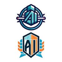 AI Logo Designs Futuristic, Abstract, Tech, Blue, Red, Modern vector