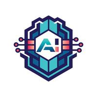Abstract AI Technology Logo Circuit Board, Hexagon, Data vector