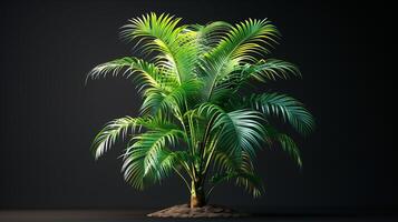A palm tree is shown on a black background photo