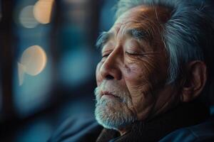 An old man with a beard and gray hair photo