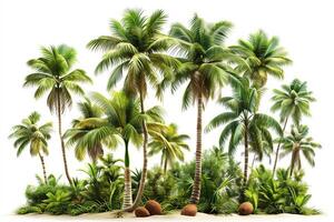 Tropical palm trees on a white background photo