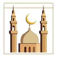 Islamic Mosque Illustration with Crescent Moon and Minarets vector