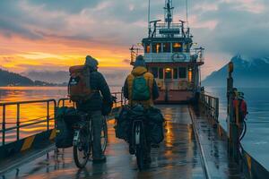 Two people on bikes photo