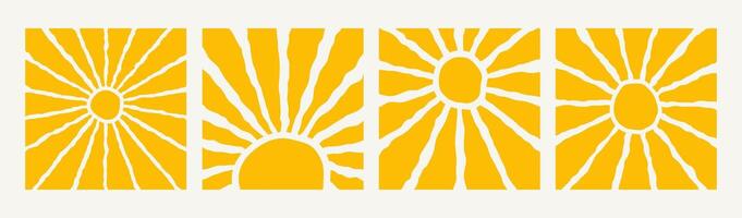 Abstract Groovy Sunburst Set Isolated Background vector