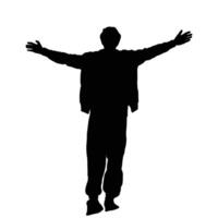 Silhouette of a person standing with arms outstretched creating a sense of openness celebration or welcome Simple impactful design vector