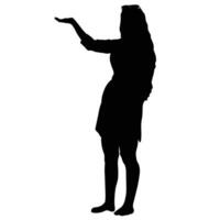Silhouette of a woman standing with arm extended showcasing a simplistic yet elegant artistic representation in and vector