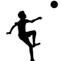 Silhouette of a child kicking a ball capturing a moment of playful energy against a plain backdrop vector
