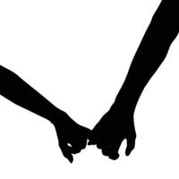 Silhouette of two hands interlocked in a pinky promise symbolizing commitment and trust in a monochromatic graphic art style vector