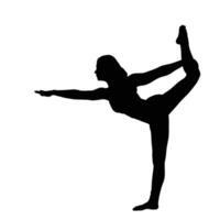 Silhouette of woman practicing yoga demonstrating dancer's pose with balance and flexibility Serene representation of fitness vector