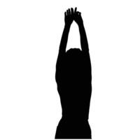 Silhouette of person with raised hands creating a strong contrast between figure and backdrop Minimalist evokes emotion vector