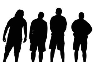 Silhouetted figures standing together The art depicts a group of four people simply rendered against a light background vector