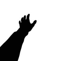 Isolated silhouette of a hand and arm reaching out against a showcasing dramatic contrast and artistic form vector