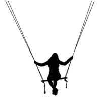 Silhouette of a person enjoying the tranquility of swinging capturing a moment of freedom and peace in a monochromatic palette vector