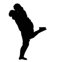 Silhouette of a couple in a loving embrace one lifting the other's leg in a playful gesture symbolizing affection and togetherness vector