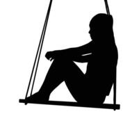 A silhouette of a person sitting on a swing Simplistic design highlighting emotion and introspection through form and shadow vector