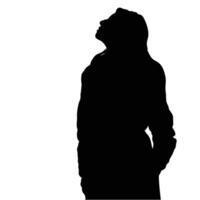 Silhouette portrait showcasing a person looking upwards exuding a sense of contemplation and introspection against a stark backdrop vector