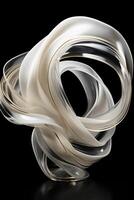 A white and gold sculpture on a black background photo