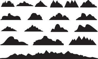 A collection of various mountain silhouettes different terrain types and landscape elements. vector