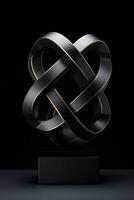 Black and gold sculpture on black background photo