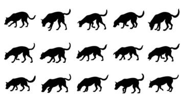 Sniffing Dog Silhouette Set - Canine Tracking and Hunting Icons vector