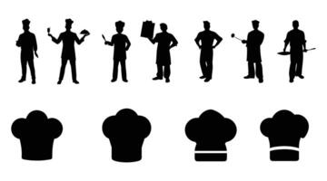 Chef Silhouette Icon Set - Cooking and Culinary Illustration vector