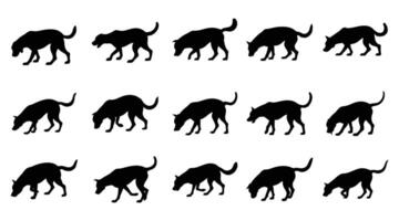 Sniffing Dog Silhouette illustration Canine Tracking and Hunting Icons vector