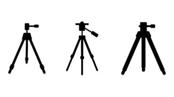 Camera Tripod Silhouette Icon Set - Photography Equipment Illustration vector