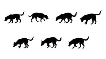 Sniffing Dog Silhouette Canine Tracking and Hunting Icons vector