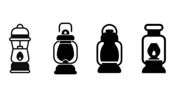 Vintage Kerosene Lantern Icon Color Illustration set vector