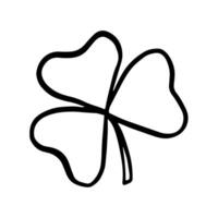 Shamrock doodle sketch. Three leaves clover outline illustration. St. Patrick s day and Ireland symbol on white background vector