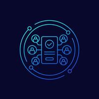 users icon with a smart phone, linear design vector