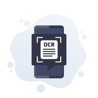 OCR, Optical character recognition app icon with a phone vector